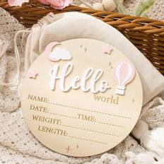 Photoframes & Prints Shein Newborn Baby Milestone Wooden Plaque Hello Birth Sign