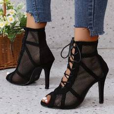 Heels & Pumps Temu Mesh Stiletto Toe Lace Up High Heels - Hollow