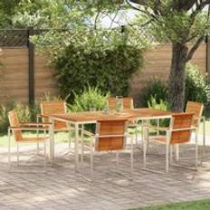 Teak Patio Dining Sets Berkfield Home 7 Piece Garden Solid Wood Teak Brown Patio Dining Set