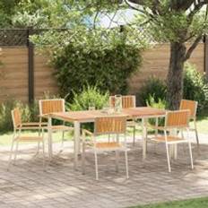 Teak Patio Dining Sets Berkfield Home 7 Piece Garden Solid Wood Teak Brown Patio Dining Set