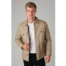 French Connection Cotton Outerwear French Connection Cotton Worker-Style Button Overshirt - Stone