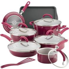Rachael Ray Create Delicious Burgundy Shimmer Cookware Set with lid 13 Parts