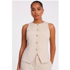 Vests Quiz Petite Button Front Waistcoat - Natural