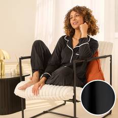OHS Button Through Winter Pyjama Set - Black