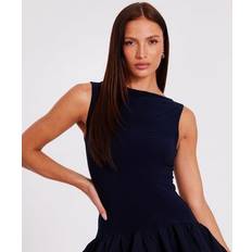 Boat Neck - Short Dresses Quiz Navy Ruffle Hem Mini Dress - Dark Blue