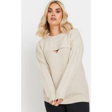 Cut-Out Jumpers Yours Curve Cream Cable Knit Cut Out Jumper -
