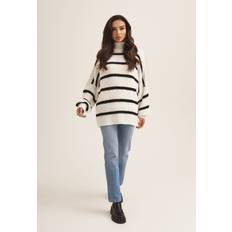 Women Jumpers Chunky Knit High Neck Jumper - Off White