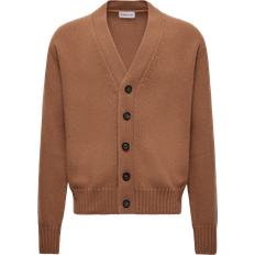 Moncler Men Cardigans Moncler V-Neck Wool Cardigan Men - Beige