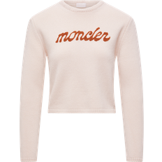Moncler Dam Tröjor Moncler Stickade Crew-neck Tröja Med Logotyp - Kashmir Rosa