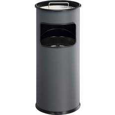 Grey Ashtrays Durable Waste Basket Metal with Ashtray Round 7L Charcoal