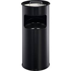 Durable Waste Basket Metal with Ashtray Round 7L Black