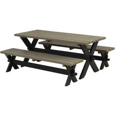 Trä Bänkbord Utemöbler Plus Nostalgie - Dark Grey Brown