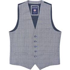 Checkered Vests Lambretta George Prince Of Wales Check Waistcoat - Grey