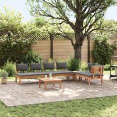 Teak Patio Dining Sets Berkfield Home 5 Piece Garden with Cushions Patio Dining Set