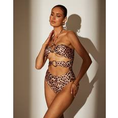 Swimsuits South Beach Leopard Print Halterneck Swimsuit - Multi