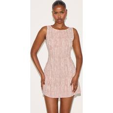 PrettyLittleThing Red Striped Boat Neck Dress