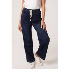 Elasticated Waist Jeans With Tie - Indigo