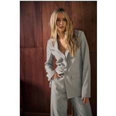 Stripes - Women Blazers LTS Premium Striped Formal Blazer Jackets - Grey