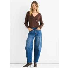 Women Cardigans Chocolate Button Wrap Compact Knit Cardigan - Brown