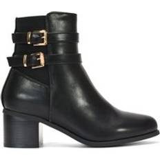 Synthetic Chelsea Boots XY London Mid Block Heel Chelsea Boots With Buckles - Black