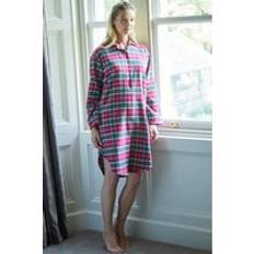M Nightgowns British Boxers Gaia Tartan Brushed Cotton Nightshirt - Burgundy