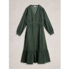 Corduroy - Women Dresses White Stuff Phoebe Tiered Organic Cotton Midi Dress - Green