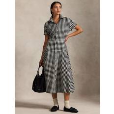 Polo Ralph Lauren Women Dresses Polo Ralph Lauren Gingham Cotton Midi Shirt Dress - Black/White