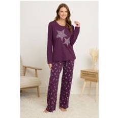 Brown - Women Pyjamas M&Co Star Wide Leg Pyjama Set - Burgundy Red