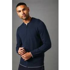 Natural Outerwear Burton Knitted Zip Through Bomber - Navy
