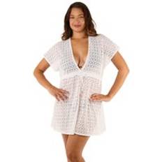 Solid Colours Swimsuit Cover-Ups & Sarong Wraps Playful Promises Isla White Crochet Beach Kaftan