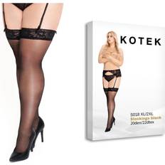 Plus Size Strapsstrümpfe Nylon Spitze - Schwarz