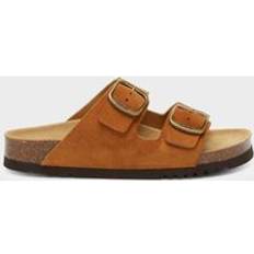 Suede 2 Strap Sandal - Cognac