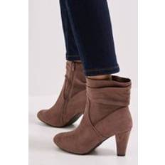 High Heel - Women Boots Dorothy Perkins Ally Faux Suede Ruched High Heeled Ankle Boots - Taupe