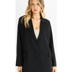 Women Blazers Single Breasted Longline Blazer New Look - Black