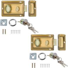 AB Tools Brass Finish Front Door Lock Night Latch 2Pk