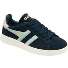Natural - Women Shoes Gola Aztec Suede Lace-Up Trainers - Navy/Surf/Chalk Pink