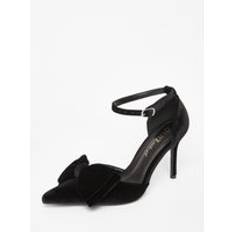 Heels & Pumps Quiz Wide Fit Velvet Bow Court Heels - Black
