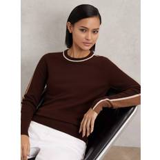 Brown - Women Jumpers Reiss Anne Colour Block Wool Blend Jumper - Burgundy/Tan