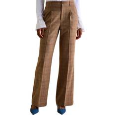 Foxley Brown Check Wool Rich Wide Leg Tweed Trousers
