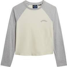 Superdry Baseball T-shirt Casual Bomuld Lange Ærmer - Grå