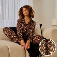 Natural Sleepwear OHS Leopard Print Button Through Pyjama Set - Natural