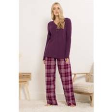 Brown - Women Pyjamas LTS Tall Cotton Check Pyjama Bottoms - Burgundy