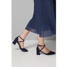 Natural - Women Heels & Pumps Good For The Sole Wide Fit Millie Comfort Faux Suede Cross Strap - Navy