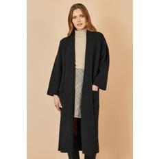 Women Cardigans Yumi Knitted Maxi Pocket Cardigan With Pockets - Black
