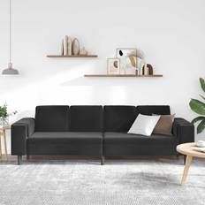 vidaXL Soffset Svart Sammet Soffa 4-sits