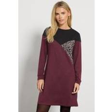 Dresses M&Co Petite Black Berry Colourblock Leopard Print Dress - Dark Red