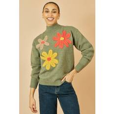 Florals - Women Jumpers Yumi Green Floral Appliqued Jumper With Applique Flowers - Green