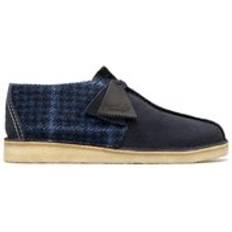 Chukka Boots Clarks Desert Trek Navy Tweed Combination Lace Up Boots - Blue