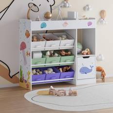 Anya Large Kids Bookshelf With Baskets