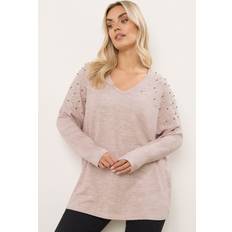 Pink Jumpers Yours Curve Pink Pearl Embellished Soft Touch Jumper - Pink